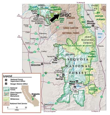 Map of Giant Sequoia National Monument